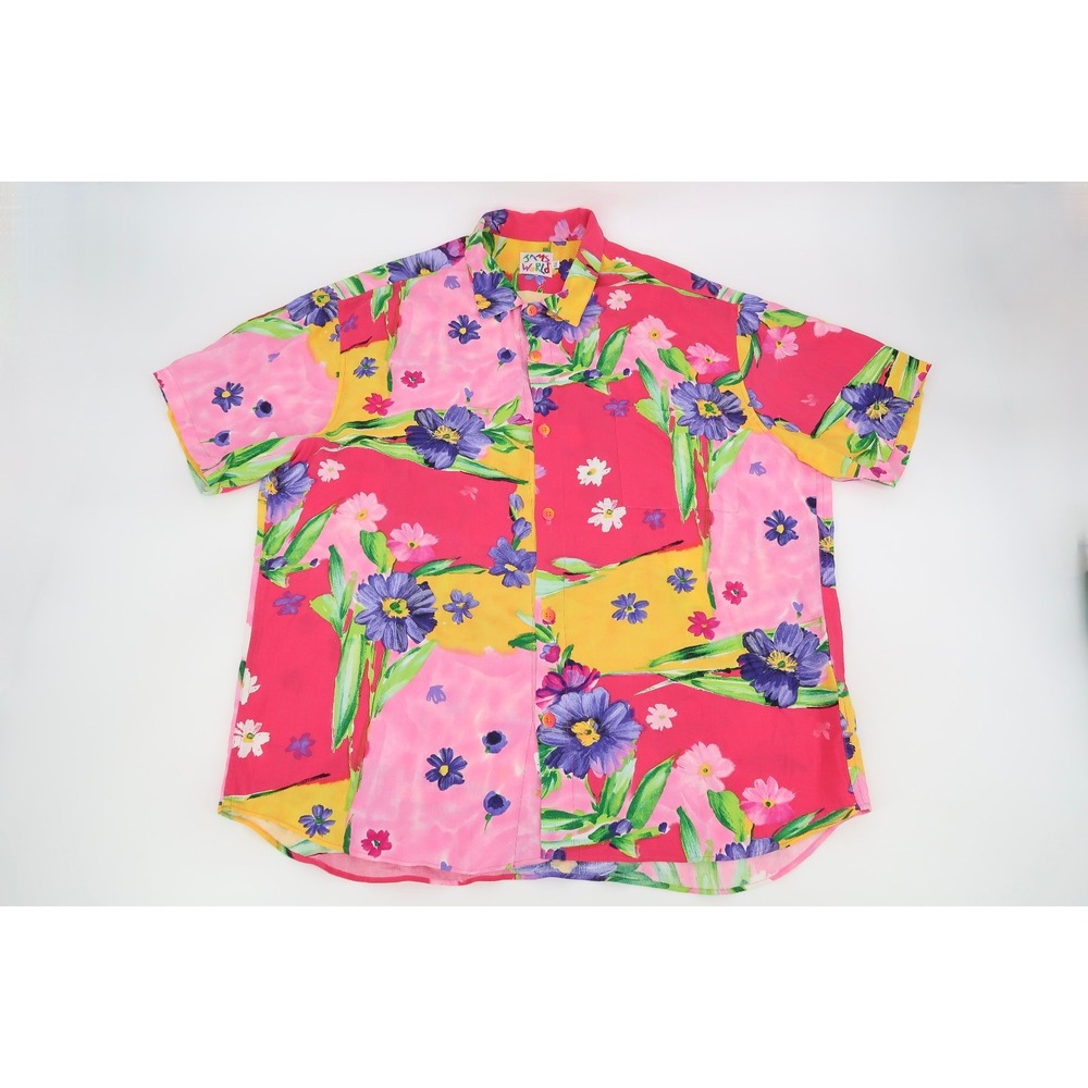 Vintage‎ Jams World Mens XL Floral Multicolor Hawaiian Hank Hanky Shirt RARE